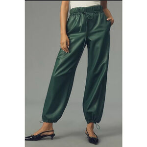 Anthropologie Faux Leather Pant Dark Green M Tall NWT MSRP $138 Pilcro